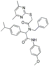 N-BENZYL-2-(4,6-DIMETHYLPYRIMIDIN-2-YLTHIO)-N-(1-(4-ISOPROPYLPHENYL)-2-(4-METHOXYPHENYLAMINO)-2-OXOETHYL)ACETAMIDE Struktur