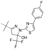 3-TERT-BUTYL-1-[4-(4-FLUOROPHENYL)-1,3-THIAZOL-2-YL]-5-(TRIFLUOROMETHYL)-4,5-DIHYDRO-1H-PYRAZOL-5-OL Struktur