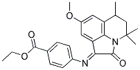 (E)-ETHYL 4-(8-METHOXY-4,4,6-TRIMETHYL-2-OXO-5,6-DIHYDRO-2H-PYRROLO[3,2,1-IJ]QUINOLIN-1(4H)-YLIDENEAMINO)BENZOATE Struktur