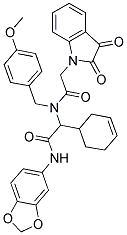 N-(BENZO[D][1,3]DIOXOL-5-YL)-2-(CYCLOHEX-3-ENYL)-2-(2-(2,3-DIOXOINDOLIN-1-YL)-N-(4-METHOXYBENZYL)ACETAMIDO)ACETAMIDE Struktur