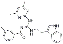 (E)-N-((2-(1H-INDOL-3-YL)ETHYLAMINO)(4,6-DIMETHYLPYRIMIDIN-2-YLAMINO)METHYLENE)-3-METHYLBENZAMIDE Struktur