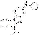 N-CYCLOPENTYL-2-(9-ISOPROPYL-9H-BENZO[4,5]IMIDAZO[2,1-C][1,2,4]TRIAZOL-3-YLSULFANYL)-ACETAMIDE Struktur