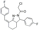 2-CHLORO-1-[7-(4-FLUORO-BENZYLIDENE)-3-(4-FLUORO-PHENYL)-3,3A,4,5,6,7-HEXAHYDRO-INDAZOL-2-YL]-ETHANONE Struktur