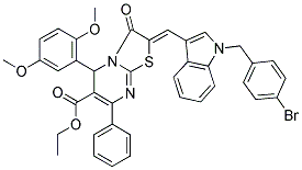 (Z)-ETHYL 2-((1-(4-BROMOBENZYL)-1H-INDOL-3-YL)METHYLENE)-5-(2,5-DIMETHOXYPHENYL)-3-OXO-7-PHENYL-3,5-DIHYDRO-2H-THIAZOLO[3,2-A]PYRIMIDINE-6-CARBOXYLATE Struktur