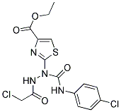 ETHYL 2-(2-(CHLOROACETYL)-1-{[(4-CHLOROPHENYL)AMINO]CARBONYL}HYDRAZINO)-1,3-THIAZOLE-4-CARBOXYLATE Struktur