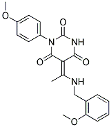 (5E)-5-{1-[(2-METHOXYBENZYL)AMINO]ETHYLIDENE}-1-(4-METHOXYPHENYL)PYRIMIDINE-2,4,6(1H,3H,5H)-TRIONE Struktur