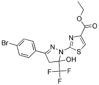 ETHYL 2-[3-(4-BROMOPHENYL)-5-HYDROXY-5-(TRIFLUOROMETHYL)-4,5-DIHYDRO-1H-PYRAZOL-1-YL]-1,3-THIAZOLE-4-CARBOXYLATE Struktur