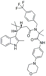 2-(2-((1R,3S)-2,2-DIMETHYL-3-(2-METHYL-1H-INDOL-3-YL)CYCLOPROPYL)-N-(4-(TRIFLUOROMETHYL)BENZYL)ACETAMIDO)-2-METHYL-N-(4-MORPHOLINOPHENYL)PROPANAMIDE Struktur