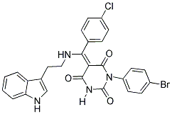 (E)-5-((2-(1H-INDOL-3-YL)ETHYLAMINO)(4-CHLOROPHENYL)METHYLENE)-1-(4-BROMOPHENYL)PYRIMIDINE-2,4,6(1H,3H,5H)-TRIONE Struktur