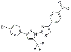 2-[3-(4-BROMOPHENYL)-5-(TRIFLUOROMETHYL)-1H-PYRAZOL-1-YL]-4-(4-NITROPHENYL)-1,3-THIAZOLE Struktur