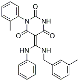 5-{(Z)-ANILINO[(3-METHYLBENZYL)AMINO]METHYLIDENE}-1-(2-METHYLPHENYL)-2,4,6(1H,3H)-PYRIMIDINETRIONE Struktur