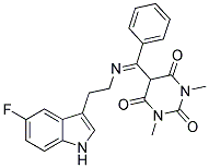 5-[{[2-(5-FLUORO-1H-INDOL-3-YL)ETHYL]IMINO}(PHENYL)METHYL]-1,3-DIMETHYL-2,4,6(1H,3H,5H)-PYRIMIDINETRIONE Struktur