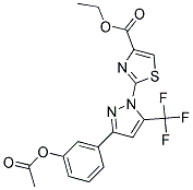 ETHYL 2-[3-[3-(ACETYLOXY)PHENYL]-5-(TRIFLUOROMETHYL)-1H-PYRAZOL-1-YL]-1,3-THIAZOLE-4-CARBOXYLATE Struktur