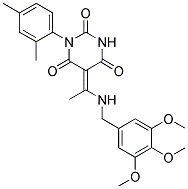 1-(2,4-DIMETHYLPHENYL)-5-{(E)-1-[(3,4,5-TRIMETHOXYBENZYL)AMINO]ETHYLIDENE}-2,4,6(1H,3H,5H)-PYRIMIDINETRIONE Struktur