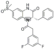 (3S)-3-BENZYL-4-[2-(3,5-DIFLUORO-PHENYL)-ACETYL]-7-METHANESULFONYL-3,4-DIHYDRO-1H-QUINOXALIN-2-ONE Struktur