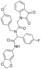 N-(BENZO[D][1,3]DIOXOL-5-YL)-2-(2-(2,3-DIOXOINDOLIN-1-YL)-N-(4-METHOXYBENZYL)ACETAMIDO)-2-(4-FLUOROPHENYL)ACETAMIDE Struktur