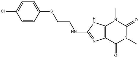 8-({2-[(4-CHLOROPHENYL)THIO]ETHYL}AMINO)-1,3-DIMETHYL-3,7-DIHYDRO-1H-PURINE-2,6-DIONE Struktur