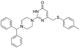 2-(4-BENZHYDRYLPIPERAZIN-1-YL)-6-(P-TOLYLTHIOMETHYL)PYRIMIDIN-4(3H)-ONE Struktur