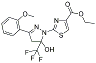 ETHYL 2-[5-HYDROXY-3-(2-METHOXYPHENYL)-5-(TRIFLUOROMETHYL)-4,5-DIHYDRO-1H-PYRAZOL-1-YL]-1,3-THIAZOLE-4-CARBOXYLATE Struktur