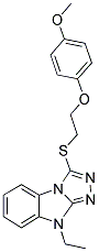 9-ETHYL-3-[2-(4-METHOXY-PHENOXY)-ETHYLSULFANYL]-9H-BENZO[4,5]IMIDAZO[2,1-C][1,2,4]TRIAZOLE Struktur