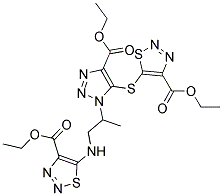 ETHYL 5-(5-(ETHOXYCARBONYL)-3-(1-(4-(ETHOXYCARBONYL)-1,2,3-THIADIAZOL-5-YLAMINO)PROPAN-2-YL)-3H-1,2,3-TRIAZOL-4-YLTHIO)-1,2,3-THIADIAZOLE-4-CARBOXYLATE Struktur