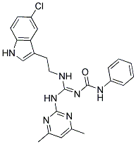 N-{(E)-{[2-(5-CHLORO-1H-INDOL-3-YL)ETHYL]AMINO}[(4,6-DIMETHYL-2-PYRIMIDINYL)AMINO]METHYLIDENE}-N'-PHENYLUREA Struktur