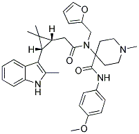 4-(2-((1R,3S)-2,2-DIMETHYL-3-(2-METHYL-1H-INDOL-3-YL)CYCLOPROPYL)-N-(FURAN-2-YLMETHYL)ACETAMIDO)-N-(4-METHOXYPHENYL)-1-METHYLPIPERIDINE-4-CARBOXAMIDE Struktur