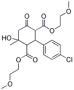 BIS(2-METHOXYETHYL) 2-(4-CHLOROPHENYL)-4-HYDROXY-4-METHYL-6-OXO-1,3-CYCLOHEXANEDICARBOXYLATE Struktur