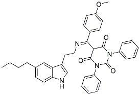 (E)-5-((2-(5-BUTYL-1H-INDOL-3-YL)ETHYLIMINO)(4-METHOXYPHENYL)METHYL)-1,3-DIPHENYLPYRIMIDINE-2,4,6(1H,3H,5H)-TRIONE Struktur