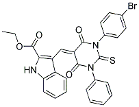 (E)-ETHYL 3-((3-(4-BROMOPHENYL)-4,6-DIOXO-1-PHENYL-2-THIOXO-TETRAHYDROPYRIMIDIN-5(6H)-YLIDENE)METHYL)-1H-INDOLE-2-CARBOXYLATE Struktur