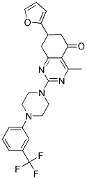 7-(2-FURYL)-4-METHYL-2-{4-[3-(TRIFLUOROMETHYL)PHENYL]-1-PIPERAZINYL}-7,8-DIHYDRO-5(6H)-QUINAZOLINONE Struktur