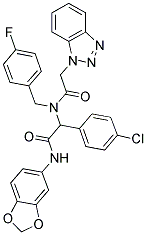 2-(2-(1H-BENZO[D][1,2,3]TRIAZOL-1-YL)-N-(4-FLUOROBENZYL)ACETAMIDO)-N-(BENZO[D][1,3]DIOXOL-5-YL)-2-(4-CHLOROPHENYL)ACETAMIDE Struktur