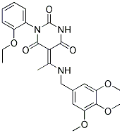 1-(2-ETHOXYPHENYL)-5-{(E)-1-[(3,4,5-TRIMETHOXYBENZYL)AMINO]ETHYLIDENE}-2,4,6(1H,3H,5H)-PYRIMIDINETRIONE Struktur