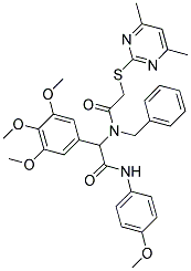 N-BENZYL-2-(4,6-DIMETHYLPYRIMIDIN-2-YLTHIO)-N-(2-(4-METHOXYPHENYLAMINO)-2-OXO-1-(3,4,5-TRIMETHOXYPHENYL)ETHYL)ACETAMIDE Struktur