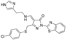 (E)-4-((2-(1H-IMIDAZOL-4-YL)ETHYLAMINO)METHYLENE)-1-(BENZO[D]THIAZOL-2-YL)-3-((4-CHLOROPHENYLTHIO)METHYL)-1H-PYRAZOL-5(4H)-ONE Struktur