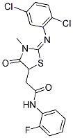 2-{(2E)-2-[(2,5-DICHLOROPHENYL)IMINO]-3-METHYL-4-OXO-1,3-THIAZOLIDIN-5-YL}-N-(2-FLUOROPHENYL)ACETAMIDE Struktur