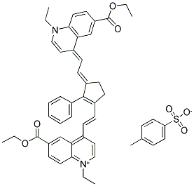 6-(ETHOXYCARBONYL)-4-[(E)-2-(3-((E)-2-[6-(ETHOXYCARBONYL)-1-ETHYL-4(1H)-QUINOLINYLIDENE]ETHYLIDENE)-2-PHENYL-1-CYCLOPENTEN-1-YL)ETHENYL]-1-ETHYLQUINOLINIUM 4-METHYLBENZENESULFONATE Struktur