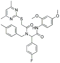 N-(2,4-DIMETHOXYPHENYL)-2-(2-(4,6-DIMETHYLPYRIMIDIN-2-YLTHIO)-N-(4-METHYLBENZYL)ACETAMIDO)-2-(4-FLUOROPHENYL)ACETAMIDE Struktur