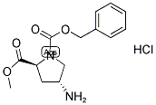 (2S, 4R)-4-AMINO-1-[BENZYLOXYCARBONYL]PYRROLIDINE-2-METHYLCARBOXYLATE HYDROCHLORIDE Struktur