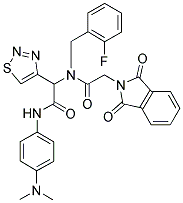 N-(4-(DIMETHYLAMINO)PHENYL)-2-(2-(1,3-DIOXOISOINDOLIN-2-YL)-N-(2-FLUOROBENZYL)ACETAMIDO)-2-(1,2,3-THIADIAZOL-4-YL)ACETAMIDE Struktur