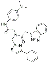 2-(1H-BENZO[D][1,2,3]TRIAZOL-1-YL)-N-(2-(4-(DIMETHYLAMINO)PHENYLAMINO)-2-OXOETHYL)-N-((4-PHENYLTHIAZOL-2-YL)METHYL)ACETAMIDE Struktur