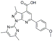 1-(4,6-DIMETHYL-PYRIMIDIN-2-YL)-6-(4-METHOXY-PHENYL)-3-METHYL-1H-PYRAZOLO[3,4-B]PYRIDINE-4-CARBOXYLIC ACID Struktur