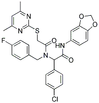 N-(BENZO[D][1,3]DIOXOL-5-YL)-2-(4-CHLOROPHENYL)-2-(2-(4,6-DIMETHYLPYRIMIDIN-2-YLTHIO)-N-(4-FLUOROBENZYL)ACETAMIDO)ACETAMIDE Struktur