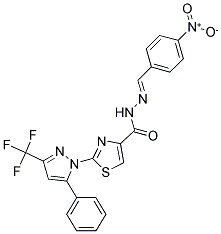 (E)-N'-(4-NITROBENZYLIDENE)-2-(5-PHENYL-3-(TRIFLUOROMETHYL)-1H-PYRAZOL-1-YL)THIAZOLE-4-CARBOHYDRAZIDE Struktur