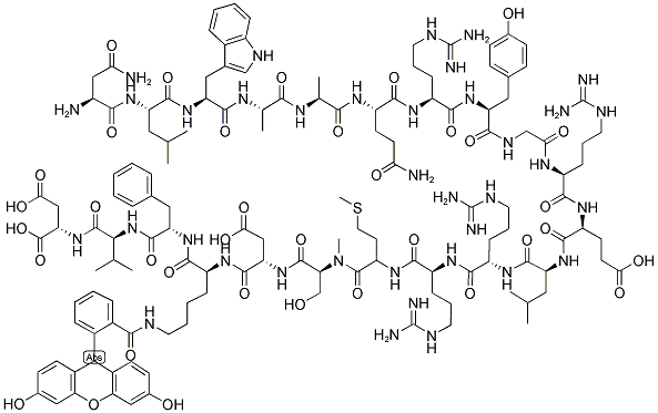 AC-NLWAAQRYGRELRRMSDK(FLUORESCEIN)FVD-OH Struktur