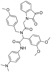 2-(3,4-DIMETHOXYPHENYL)-N-(4-(DIMETHYLAMINO)PHENYL)-2-(2-(2,3-DIOXOINDOLIN-1-YL)-N-(4-METHOXYBENZYL)ACETAMIDO)ACETAMIDE Struktur