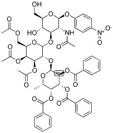 P-NITROPHENYL 2-ACETAMIDO-2-DEOXY-3-O-[2'-O-(2,3,4-TRI-O-BENZOYL-A-L-FUCOPYRANOSYL)-3',4',6'-TRI-O-ACETYL-D-GALACTOPYRANOSYL]-BETA-D-GLUCOPYRANOSIDE Struktur