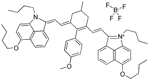 6-BUTOXY-2-[(E)-2-[3-[(E)-2-[6-BUTOXY-1-BUTYLBENZO[CD]INDOL-2(1H)-YLIDENE]ETHYLIDENE]-2-(4-METHOXYPHENYL)-5-METHYL-1-CYCLOHEXEN-1-YL]ETHENYL]-1-BUTYLBENZO[CD]INDOLIUM TETRAFLUOROBORATE Struktur