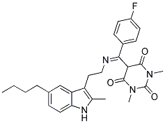 5-[{[2-(5-BUTYL-2-METHYL-1H-INDOL-3-YL)ETHYL]IMINO}(4-FLUOROPHENYL)METHYL]-1,3-DIMETHYL-2,4,6(1H,3H,5H)-PYRIMIDINETRIONE Struktur