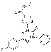 ETHYL 2-[1-(ANILINOCARBONYL)-2-(4-CHLOROBENZOYL)HYDRAZINO]-1,3-THIAZOLE-4-CARBOXYLATE Struktur